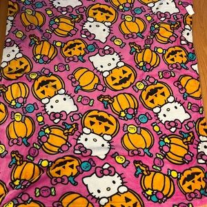Sanrio Pink Halloween Blanket with Hello Kitty and Pumpkins